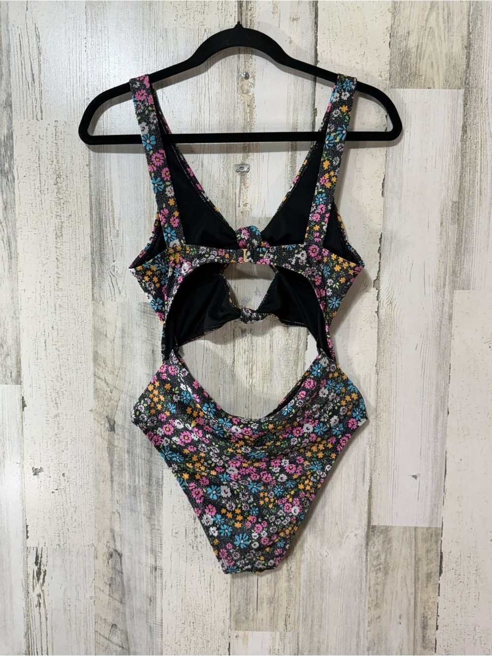Celebrity Pink Glittering Floral Cutout One-Piece Swimsuit Bows - Picture 9 of 16
